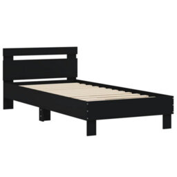 Berkfield Bed Frame Without Mattress With Headboard Black 90X200 Cm - thumbnail 3