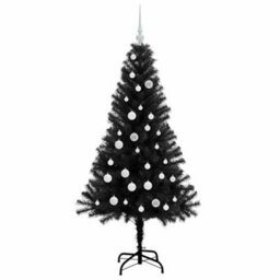Vidaxl Christmas Tree With 150 Leds With Stand Black 150 Cm Pvc - thumbnail 4
