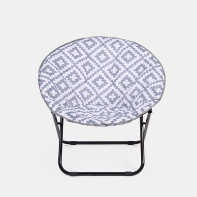 OHS Moon Camping Chair Round Folding Outdoor Garden Portable Seat, Grey Geo - image 1