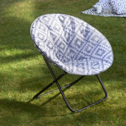 OHS Moon Camping Chair Round Folding Outdoor Garden Portable Seat, Grey Geo - thumbnail 2