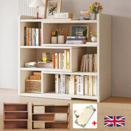 Wooden Shelf Bookcase Shelving 4 Tier Display Storage Unit Stand Stretchable - thumbnail 1