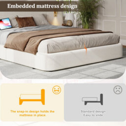 Abrihome Upholstered Double Bed, 180 X 200 Cm, Hydraulic Bed With Usb Charging Port And Lamp, Headboard, And Ample Storage Space, White - thumbnail 4
