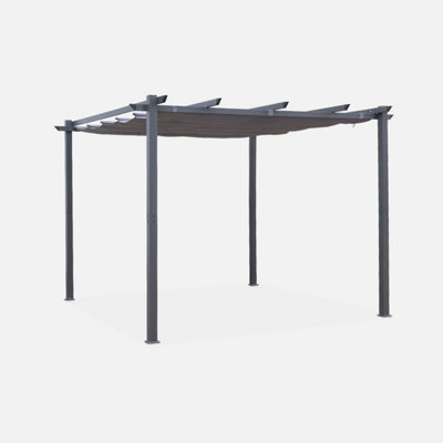 Sweeek - 3X3M Aluminium Pergola With Retractable Roof Grey 305X298X222 Cm - Isla - image 1