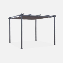 Sweeek - 3X3M Aluminium Pergola With Retractable Roof Grey 305X298X222 Cm - Isla