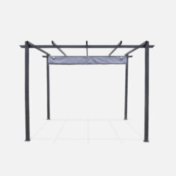 Sweeek - 3X3M Aluminium Pergola With Retractable Roof Isla Grey 305X298X222 Cm - thumbnail 4