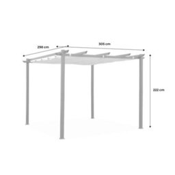 Sweeek - 3X3M Aluminium Pergola With Retractable Roof Grey 305X298X222 Cm - Isla - thumbnail 7