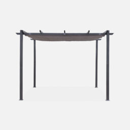 Sweeek - 3X3M Aluminium Pergola With Retractable Roof Isla Grey 305X298X222 Cm - thumbnail 2