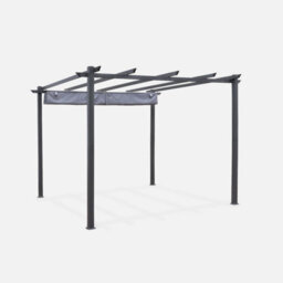 Sweeek - 3X3M Aluminium Pergola With Retractable Roof Isla Grey 305X298X222 Cm - thumbnail 3