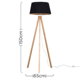 Valuelights Barbro Natural Tripod Floor Lamp With Black/copper Shade And Bulb - thumbnail 5