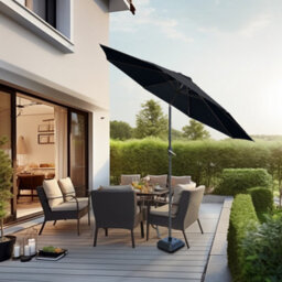 Sundaze 3M Black Garden Parasol Umbrella Sun Shade Canopy With Hand Crank Tilt Function - thumbnail 1