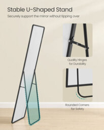 Songmics Full Length Mirror, 150 X 40 Cm, Rectangle Full Body Mirror With Stand, Aluminium Alloy Frame Floor Mirror,ink Black - thumbnail 5