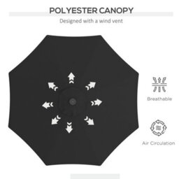 Outsunny 24 Led Solar Powered Parasol Umbrella Garden Tilt Outdoor String Light - thumbnail 6