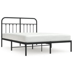 Berkfield Metal Bed Frame With Headboard Black 140X190 Cm - thumbnail 2