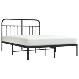 Berkfield Metal Bed Frame With Headboard Black 140X190 Cm - thumbnail 3
