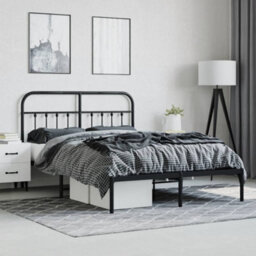Berkfield Metal Bed Frame With Headboard Black 140X190 Cm - thumbnail 4