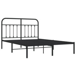 Berkfield Metal Bed Frame With Headboard Black 140X190 Cm - thumbnail 5