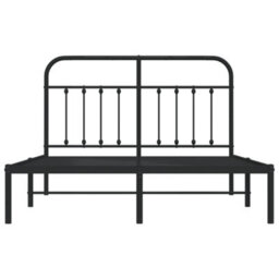 Berkfield Metal Bed Frame With Headboard Black 140X190 Cm - thumbnail 6