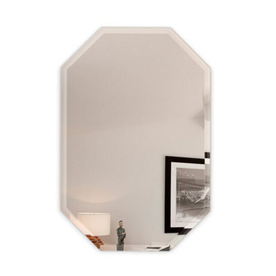 Living And Home Octagonal Frameless Wall Mounted Bathroom Mirror Vanity Mirror Wall Mirror W400 mm X H600 mm