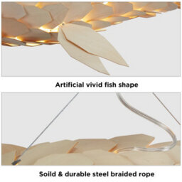 Vrygle 100Cm Long Large Rustic Wooden Pendant Lights Fish Lampshade Lantern Hanging Ceiling Light Room - thumbnail 3