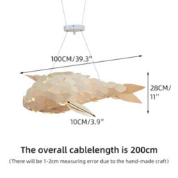 Vrygle 100Cm Long Large Rustic Wooden Pendant Lights Fish Lampshade Lantern Hanging Ceiling Light Room - thumbnail 2
