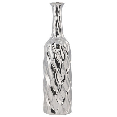 Beliani Decorative Vase Bassania Stoneware 45 Cm Silver - image 1
