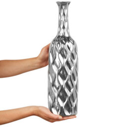 Beliani Decorative Vase Bassania Stoneware 45 Cm Silver - thumbnail 4