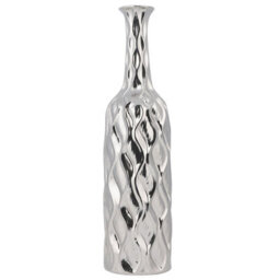 Beliani Decorative Vase Bassania Stoneware 45 Cm Silver - thumbnail 1