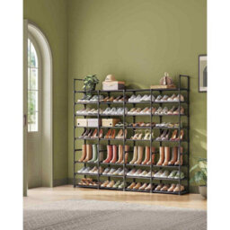 Adjustable 8 Tier Shoe Rack, Space Saving Shoe Storage Shelf For Entryway, Closet Or Garage, Ink Black