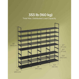 Adjustable 8 Tier Shoe Rack, Space Saving Shoe Storage Shelf For Entryway, Closet Or Garage, Ink Black - thumbnail 2