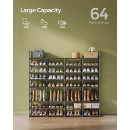 Adjustable 8 Tier Shoe Rack, Space Saving Shoe Storage Shelf For Entryway, Closet Or Garage, Ink Black - thumbnail 3