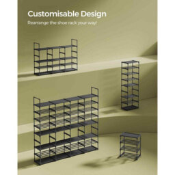 Adjustable 8 Tier Shoe Rack, Space Saving Shoe Storage Shelf For Entryway, Closet Or Garage, Ink Black - thumbnail 4