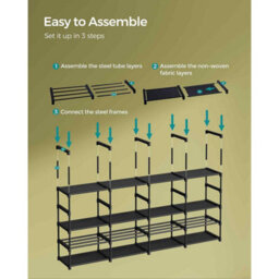 Adjustable 8 Tier Shoe Rack, Space Saving Shoe Storage Shelf For Entryway, Closet Or Garage, Ink Black - thumbnail 7