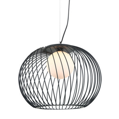 Luminosa Lighting Luminosa Modern Hanging Pendant Black 1 Light With White Shade, E27 - image 1