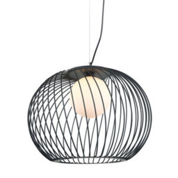 Luminosa Lighting Luminosa Modern Hanging Pendant Black 1 Light  With White Shade, E27 - thumbnail 1