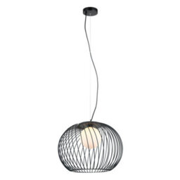 Luminosa Lighting Luminosa Modern Hanging Pendant Black 1 Light  With White Shade, E27 - thumbnail 2