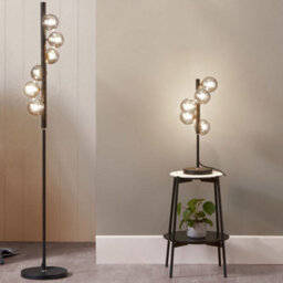Pacific Lifestyle Smoke Glass Ball And Black Metal Table Lamp - thumbnail 6