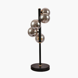 Pacific Lifestyle Smoke Glass Ball And Black Metal Table Lamp