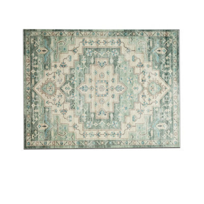 Bedlooms Ember Cashmere Rug 60X110Cm, Tribal Geometric Medallion, Anti Slip, Stain Resistant, Large Kitchen & Door Mat - image 1