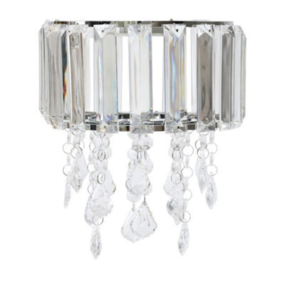 Valuelights Mabel Easy Fit Clear Acrylic Jewel Droplet Drum Ceiling Light Shade And Bulb (D)20Cm - image 1