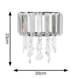Valuelights Mabel Easy Fit Clear Acrylic Jewel Droplet Drum Ceiling Light Shade And Bulb (D)20Cm - thumbnail 6