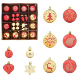 Vidaxl Christmas Bauble Set 40 Pcs Gold And Red Plastic - thumbnail 2