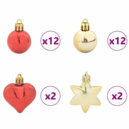 Vidaxl Christmas Bauble Set 40 Pcs Gold And Red Plastic - thumbnail 5