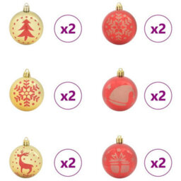 Vidaxl Christmas Bauble Set 40 Pcs Gold And Red Plastic - thumbnail 4