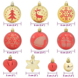Vidaxl Christmas Bauble Set 40 Pcs Gold And Red Plastic - thumbnail 7