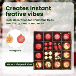 Vidaxl Christmas Bauble Set 40 Pcs Gold And Red Plastic - thumbnail 8