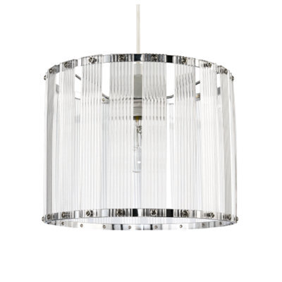 Happy Homewares Designer Pendant Light Shade With Rippled Acrylic Transparent Columns - image 1