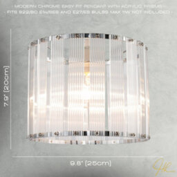 Happy Homewares Designer Pendant Light Shade With Rippled Acrylic Transparent Columns - thumbnail 7