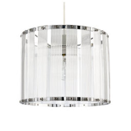 Happy Homewares Designer Pendant Light Shade With Rippled Acrylic Transparent Columns - thumbnail 1