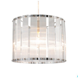 Happy Homewares Designer Pendant Light Shade With Rippled Acrylic Transparent Columns - thumbnail 2
