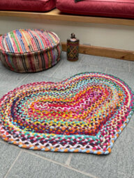 Second Nature Online Prem Love Heart Rug In Multi Colour Recycled Fabric 60 Cm X 90 Cm / Default Title - thumbnail 2